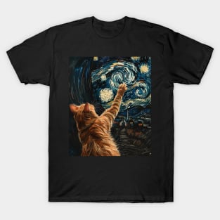 Cat Starry Night Illumination T-Shirt